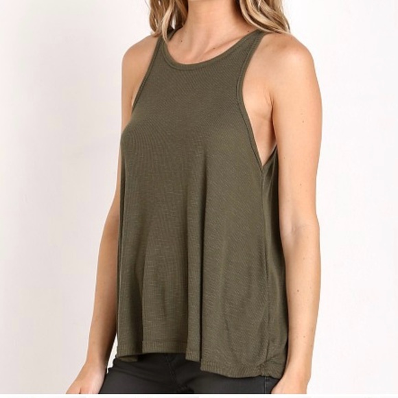 Free People Long Brach Tank Top Green Small - Picture 1 of 5